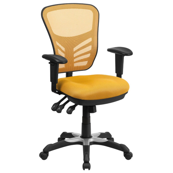 English Elm Nicholas Ergonomic Mid-Back Executive Chair for Ultimate Comfort and Support in Your Workspace Yellow-Orange/Black Frame HL-0001-YEL-GG