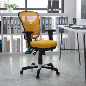 English Elm Nicholas Ergonomic Mid-Back Executive Chair for Ultimate Comfort and Support in Your Workspace Yellow-Orange/Black Frame HL-0001-YEL-GG