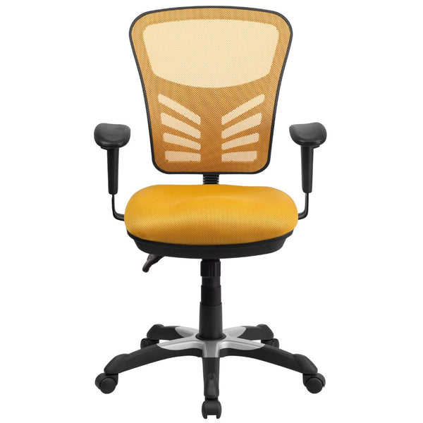 English Elm Nicholas Ergonomic Mid-Back Executive Chair for Ultimate Comfort and Support in Your Workspace Yellow-Orange/Black Frame HL-0001-YEL-GG