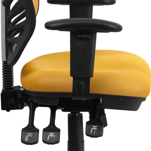 English Elm Nicholas Ergonomic Mid-Back Executive Chair for Ultimate Comfort and Support in Your Workspace Yellow-Orange/Black Frame HL-0001-YEL-GG