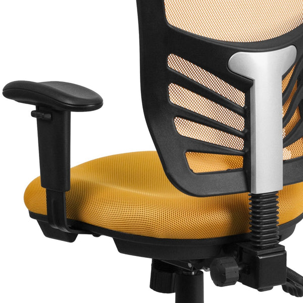 English Elm Nicholas Ergonomic Mid-Back Executive Chair for Ultimate Comfort and Support in Your Workspace Yellow-Orange/Black Frame HL-0001-YEL-GG