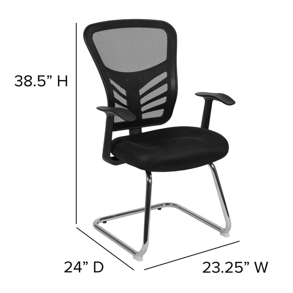 English Elm Steve Modern Mesh Side Reception Chair with Chrome Base – Stylish Comfort for Office & Guests HL-0001B-BK-GG