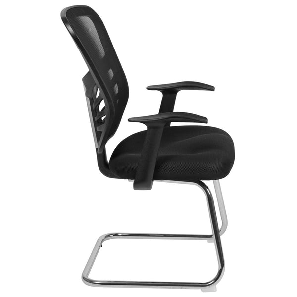 English Elm Steve Modern Mesh Side Reception Chair with Chrome Base – Stylish Comfort for Office & Guests HL-0001B-BK-GG
