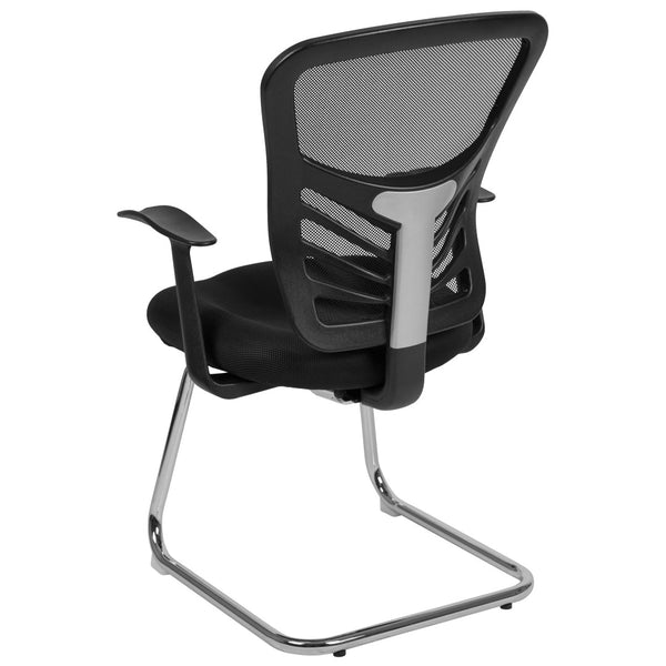 English Elm Steve Modern Mesh Side Reception Chair with Chrome Base – Stylish Comfort for Office & Guests HL-0001B-BK-GG