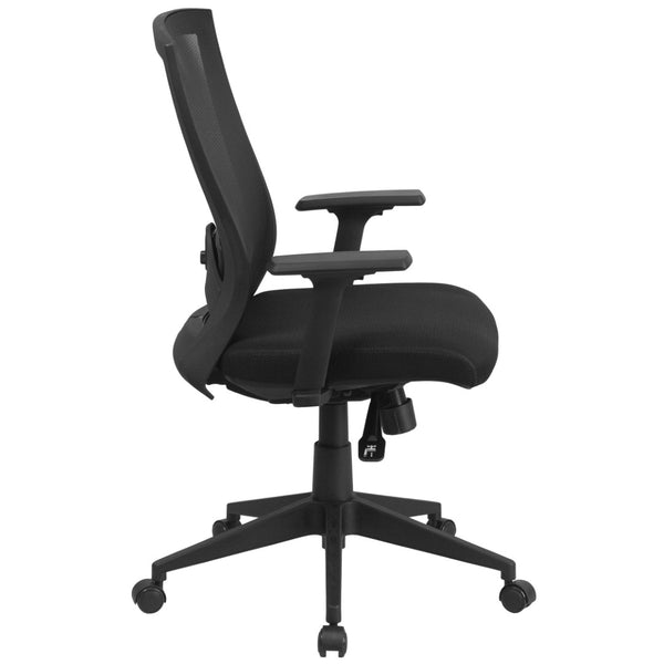 English Elm Cleo Ergonomic Mid-Back Black Mesh Executive Chair with Adjustable Arms & Back Angle Control for Comfort HL-0004K-GG