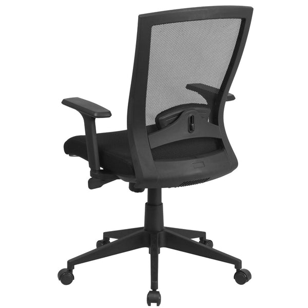 English Elm Cleo Ergonomic Mid-Back Black Mesh Executive Chair with Adjustable Arms & Back Angle Control for Comfort HL-0004K-GG
