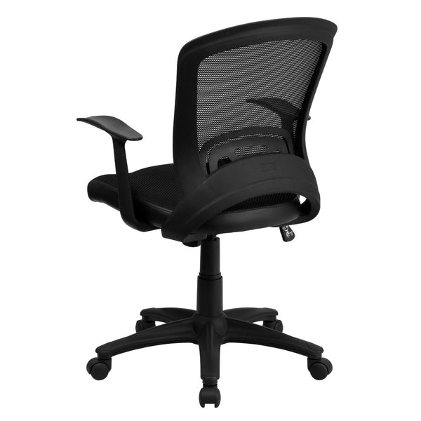 English Elm Manny Mid-Back Task Chair - Stylish Black Mesh Design with Adjustable Height & 360° Swivel Mobility HL-0007-GG