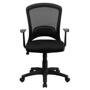 English Elm Manny Mid-Back Task Chair - Stylish Black Mesh Design with Adjustable Height & 360° Swivel Mobility HL-0007-GG
