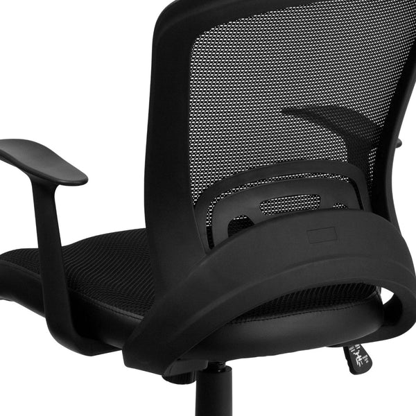 English Elm Manny Mid-Back Task Chair - Stylish Black Mesh Design with Adjustable Height & 360° Swivel Mobility HL-0007-GG