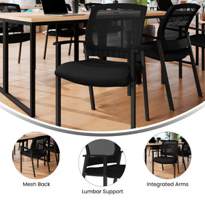 English Elm HERCULES Stackable Mesh Side Chair with Arms - Durable, Comfortable Seating for Commercial Spaces HL-0010W-BK-GG