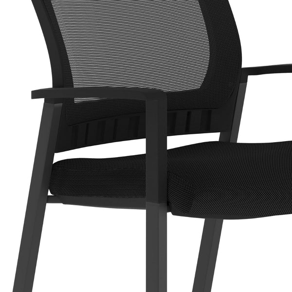 English Elm HERCULES Stackable Mesh Side Chair with Arms - Durable, Comfortable Seating for Commercial Spaces HL-0010W-BK-GG