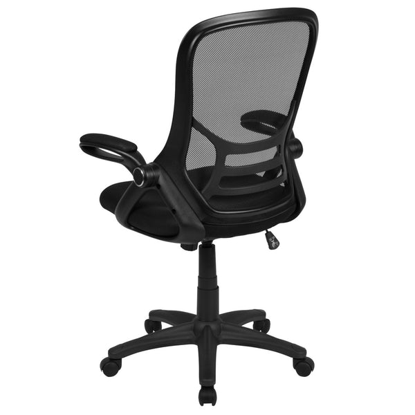 English Elm Porter High Back Ergonomic Mesh Swivel Office Chair with Lumbar Support and Adjustable Features Black HL-0016-1-BK-BK-GG