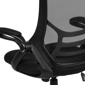 English Elm Porter High Back Ergonomic Mesh Swivel Office Chair with Lumbar Support and Adjustable Features Black HL-0016-1-BK-BK-GG