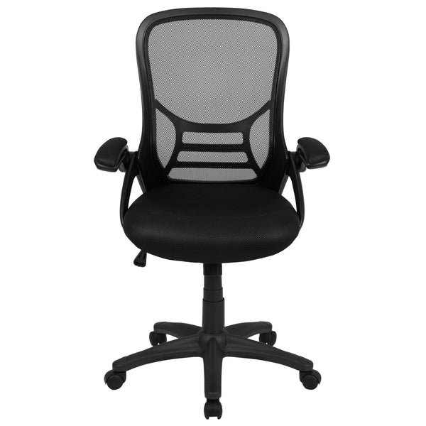 English Elm Porter High Back Ergonomic Mesh Swivel Office Chair with Lumbar Support and Adjustable Features Black HL-0016-1-BK-BK-GG