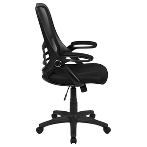English Elm Porter High Back Ergonomic Mesh Swivel Office Chair with Lumbar Support and Adjustable Features Black HL-0016-1-BK-BK-GG