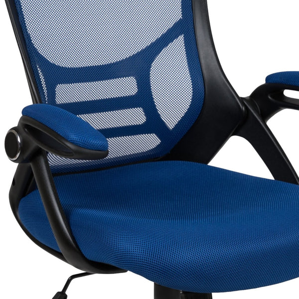 English Elm Porter High Back Ergonomic Mesh Swivel Office Chair with Lumbar Support and Adjustable Features Blue HL-0016-1-BK-BL-GG