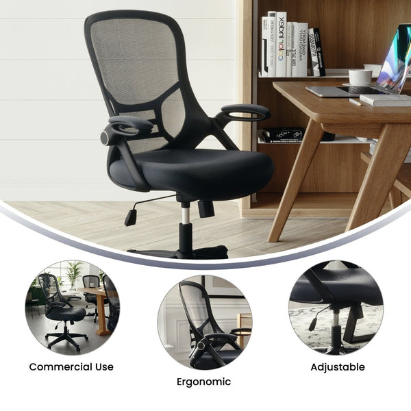 English Elm Porter High Back Ergonomic Mesh Swivel Office Chair with Lumbar Support and Adjustable Features Dark Gray HL-0016-1-BK-DKGY-GG