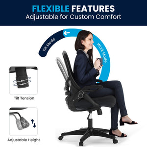 English Elm Porter High Back Ergonomic Mesh Swivel Office Chair with Lumbar Support and Adjustable Features Dark Gray HL-0016-1-BK-DKGY-GG