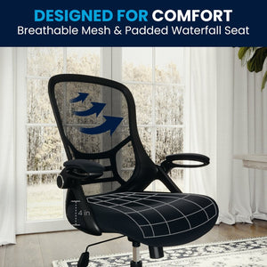 English Elm Porter High Back Ergonomic Mesh Swivel Office Chair with Lumbar Support and Adjustable Features Dark Gray HL-0016-1-BK-DKGY-GG