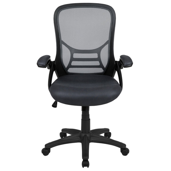 English Elm Porter High Back Ergonomic Mesh Swivel Office Chair with Lumbar Support and Adjustable Features Dark Gray HL-0016-1-BK-DKGY-GG