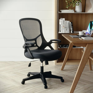 English Elm Porter High Back Ergonomic Mesh Swivel Office Chair with Lumbar Support and Adjustable Features Dark Gray HL-0016-1-BK-DKGY-GG