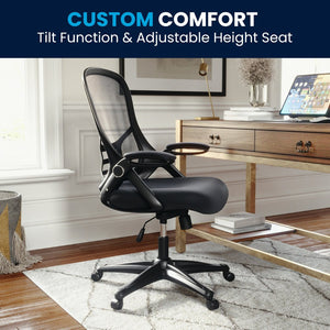 English Elm Porter High Back Ergonomic Mesh Swivel Office Chair with Lumbar Support and Adjustable Features Dark Gray HL-0016-1-BK-DKGY-GG