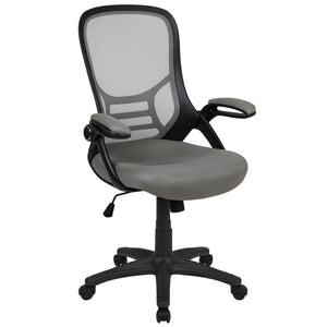 English Elm Porter High Back Ergonomic Mesh Swivel Office Chair with Lumbar Support and Adjustable Features Light Gray HL-0016-1-BK-GY-GG