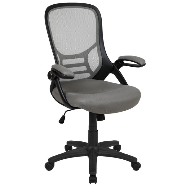 English Elm Porter High Back Ergonomic Mesh Swivel Office Chair with Lumbar Support and Adjustable Features Light Gray HL-0016-1-BK-GY-GG