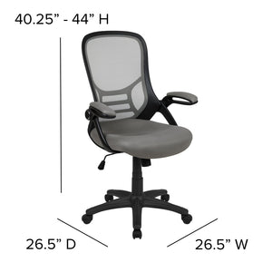 English Elm Porter High Back Ergonomic Mesh Swivel Office Chair with Lumbar Support and Adjustable Features Light Gray HL-0016-1-BK-GY-GG