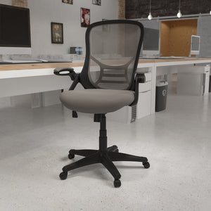 English Elm Porter High Back Ergonomic Mesh Swivel Office Chair with Lumbar Support and Adjustable Features Light Gray HL-0016-1-BK-GY-GG