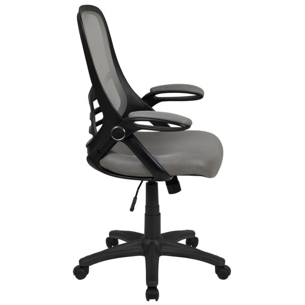 English Elm Porter High Back Ergonomic Mesh Swivel Office Chair with Lumbar Support and Adjustable Features Light Gray HL-0016-1-BK-GY-GG