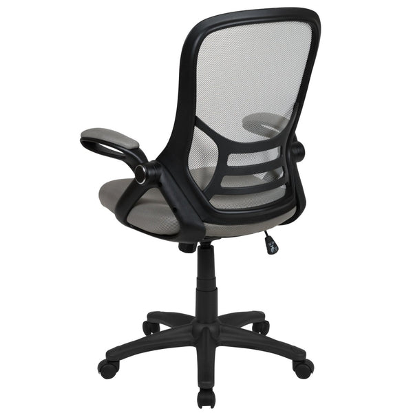 English Elm Porter High Back Ergonomic Mesh Swivel Office Chair with Lumbar Support and Adjustable Features Light Gray HL-0016-1-BK-GY-GG