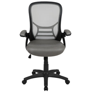 English Elm Porter High Back Ergonomic Mesh Swivel Office Chair with Lumbar Support and Adjustable Features Light Gray HL-0016-1-BK-GY-GG