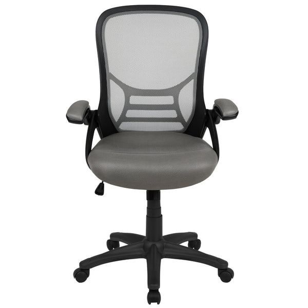 English Elm Porter High Back Ergonomic Mesh Swivel Office Chair with Lumbar Support and Adjustable Features Light Gray HL-0016-1-BK-GY-GG