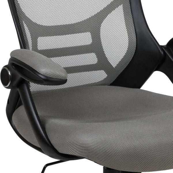 English Elm Porter High Back Ergonomic Mesh Swivel Office Chair with Lumbar Support and Adjustable Features Light Gray HL-0016-1-BK-GY-GG