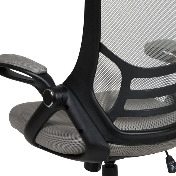 English Elm Porter High Back Ergonomic Mesh Swivel Office Chair with Lumbar Support and Adjustable Features Light Gray HL-0016-1-BK-GY-GG