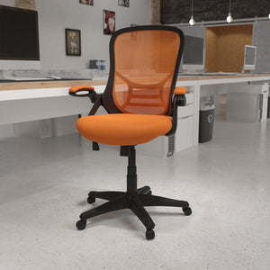English Elm Porter High Back Ergonomic Mesh Swivel Office Chair with Lumbar Support and Adjustable Features Orange HL-0016-1-BK-OR-GG