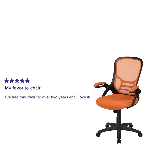 English Elm Porter High Back Ergonomic Mesh Swivel Office Chair with Lumbar Support and Adjustable Features Orange HL-0016-1-BK-OR-GG