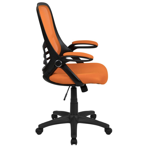 English Elm Porter High Back Ergonomic Mesh Swivel Office Chair with Lumbar Support and Adjustable Features Orange HL-0016-1-BK-OR-GG