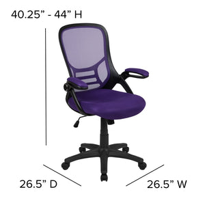 English Elm Porter High Back Ergonomic Mesh Swivel Office Chair with Lumbar Support and Adjustable Features Purple HL-0016-1-BK-PUR-GG
