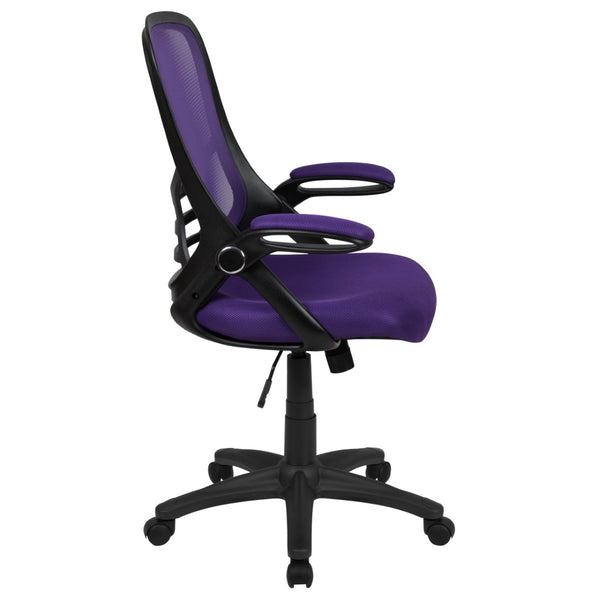 English Elm Porter High Back Ergonomic Mesh Swivel Office Chair with Lumbar Support and Adjustable Features Purple HL-0016-1-BK-PUR-GG