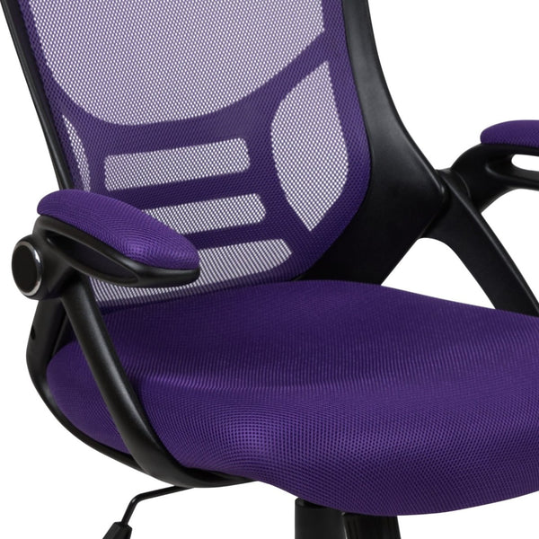 English Elm Porter High Back Ergonomic Mesh Swivel Office Chair with Lumbar Support and Adjustable Features Purple HL-0016-1-BK-PUR-GG
