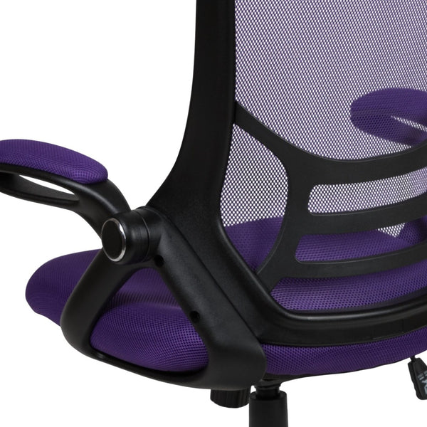 English Elm Porter High Back Ergonomic Mesh Swivel Office Chair with Lumbar Support and Adjustable Features Purple HL-0016-1-BK-PUR-GG