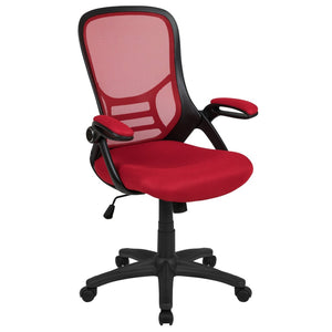 English Elm Porter High Back Ergonomic Mesh Swivel Office Chair with Lumbar Support and Adjustable Features Red HL-0016-1-BK-RED-GG