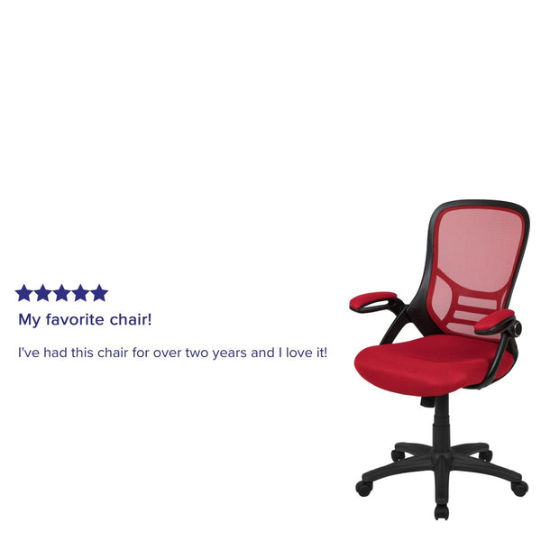 English Elm Porter High Back Ergonomic Mesh Swivel Office Chair with Lumbar Support and Adjustable Features Red HL-0016-1-BK-RED-GG