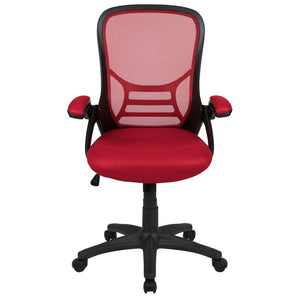 English Elm Porter High Back Ergonomic Mesh Swivel Office Chair with Lumbar Support and Adjustable Features Red HL-0016-1-BK-RED-GG
