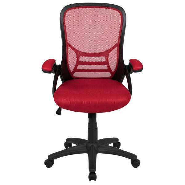 English Elm Porter High Back Ergonomic Mesh Swivel Office Chair with Lumbar Support and Adjustable Features Red HL-0016-1-BK-RED-GG
