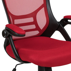 English Elm Porter High Back Ergonomic Mesh Swivel Office Chair with Lumbar Support and Adjustable Features Red HL-0016-1-BK-RED-GG