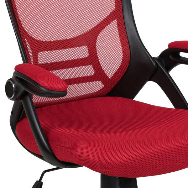 English Elm Porter High Back Ergonomic Mesh Swivel Office Chair with Lumbar Support and Adjustable Features Red HL-0016-1-BK-RED-GG