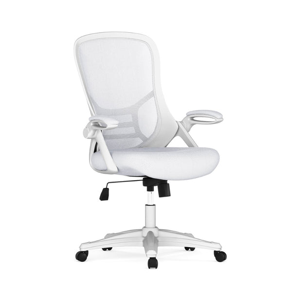 English Elm Porter High Back Ergonomic Mesh Swivel Office Chair with Lumbar Support and Adjustable Features White HL-0016-1-WH-WH-GG